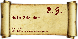 Maic Zádor névjegykártya
